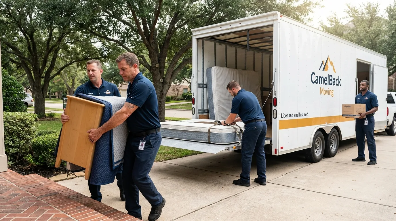 Crew loading residential truck for cross-state move from Horton, KS