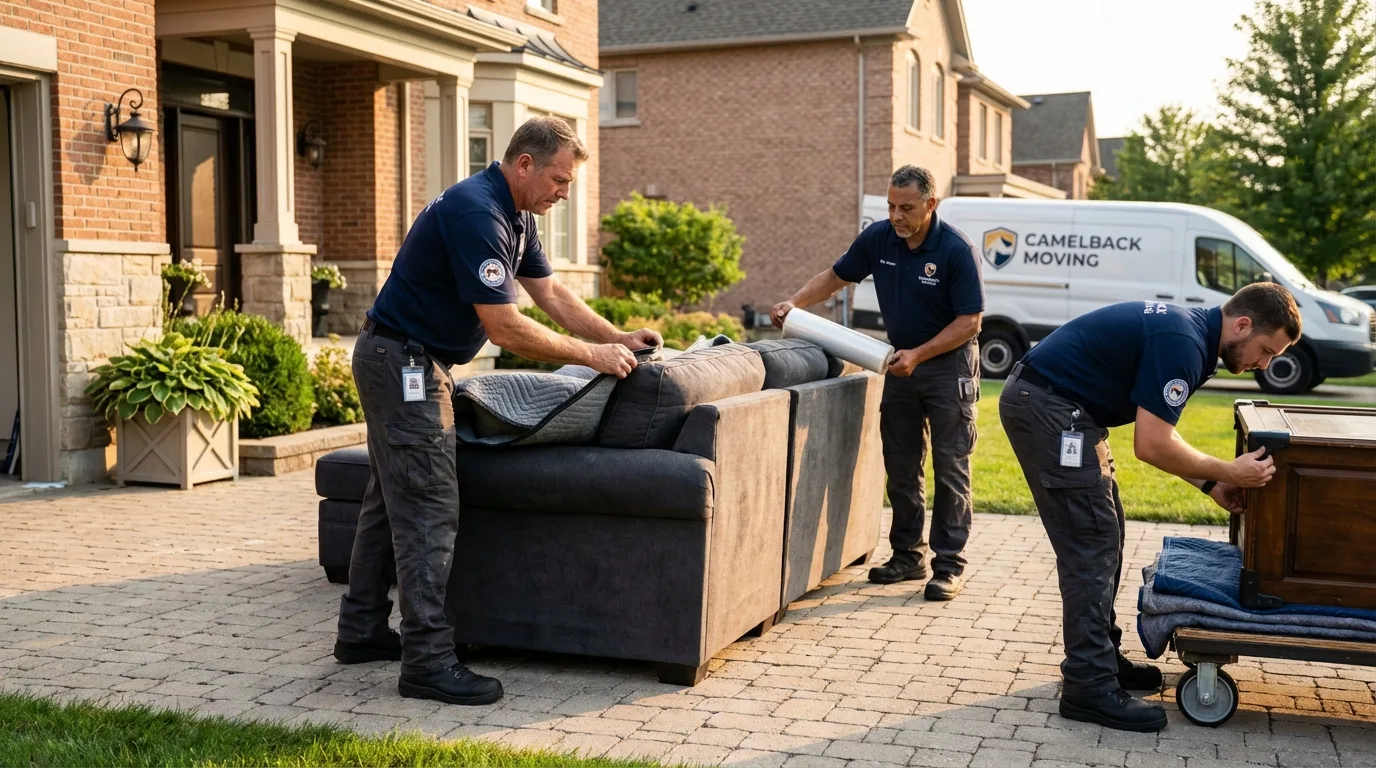 Large estate moving crew wrapping furniture in Horton, KS